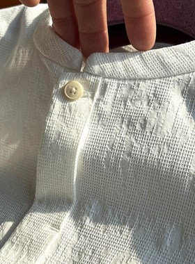 见者!必~收!WAN能搭~新中式轻国风设计感~白色高级感长袖衬衫男