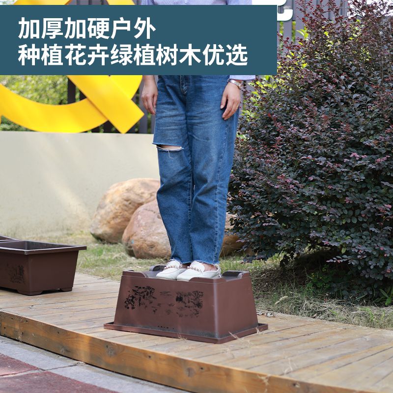 仿紫砂花盆长方形盆景盆特大号加厚马槽吸水石户外无孔荷花养鱼缸