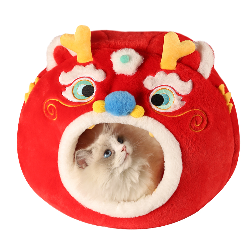 新年猫窝冬季保暖全封闭式狗窝猫垫床猫咪秋冬天窝猫屋耶诞猫房子