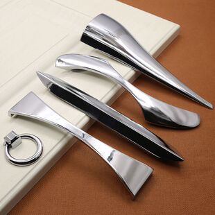 现代亮铬锌合金拉手衣柜茶柜橱柜门加长拉手亮光银色把手工厂直销