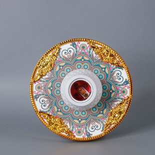 欧式e27螺口灯座金色花式莲花宫廷风罗口灯盘座珐琅彩LED节能灯头