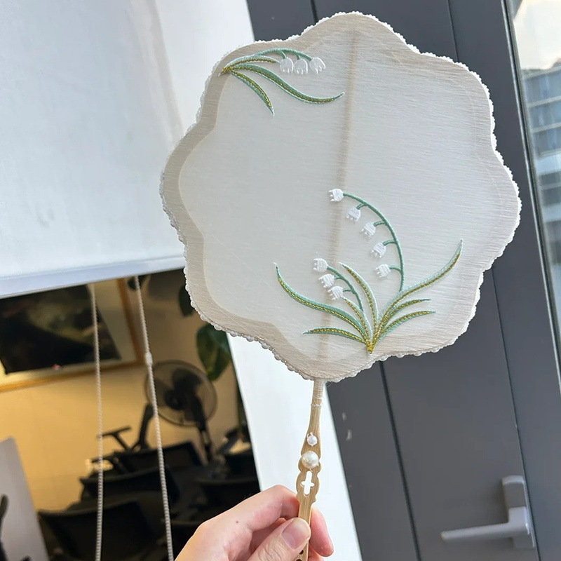 新年手工蚕丝扇diy材料包礼物骨架蚕茧团扇配件扇框扇骨自制