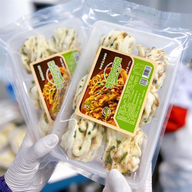 新货香葱肉肉花卷松软馒头