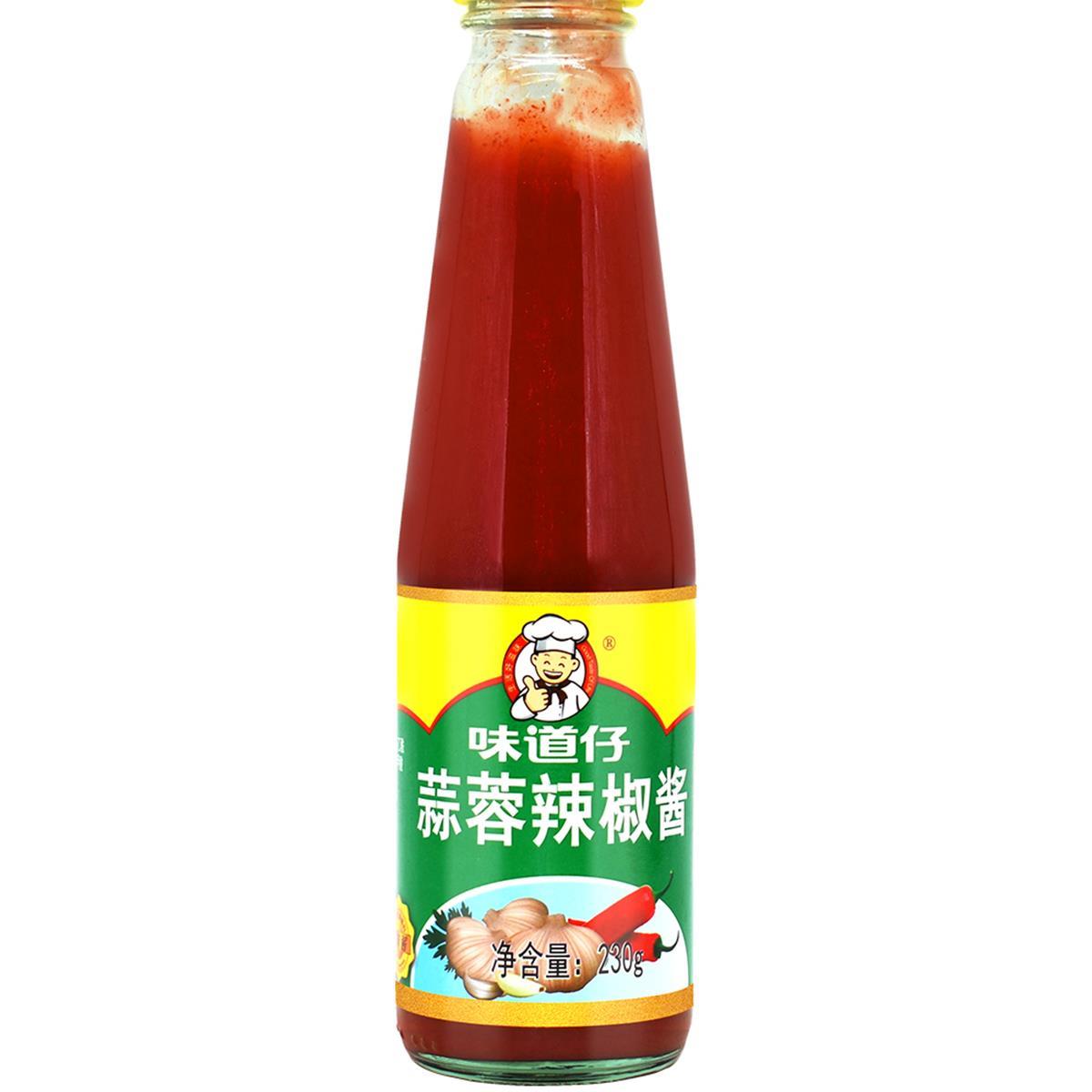 味道仔蒜蓉辣椒酱230gx1瓶 蒜香微辣广东肠粉猪杂汤葱抓饼甜辣酱