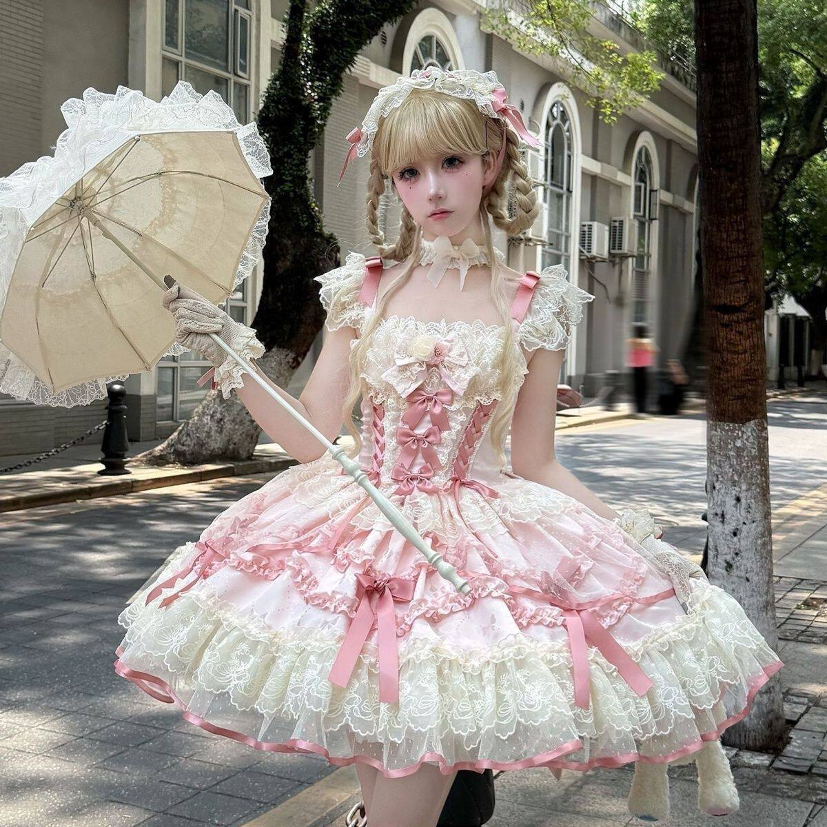 ~白糖少女原创设计新品Lolita洋装芭蕾风jsk吊带连衣裙