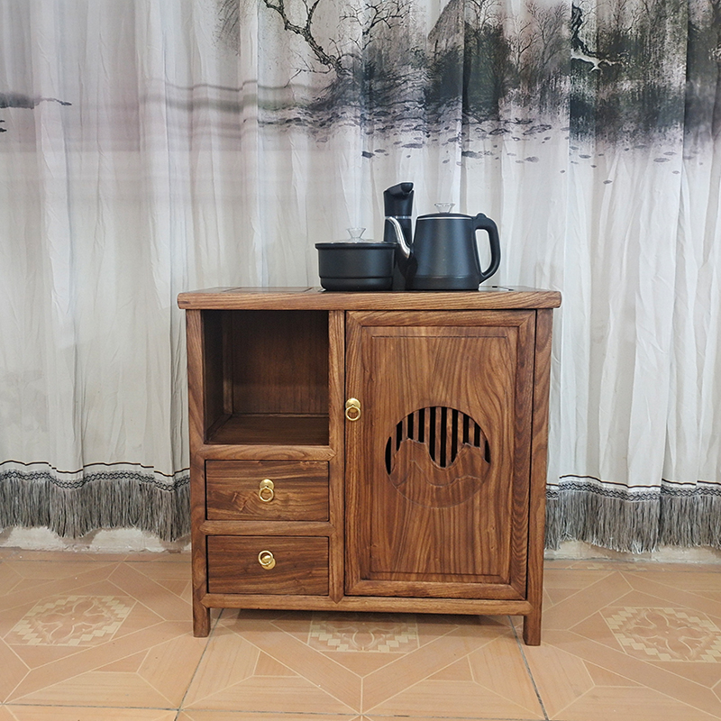 老榆木茶水柜二屉一门餐边柜置物