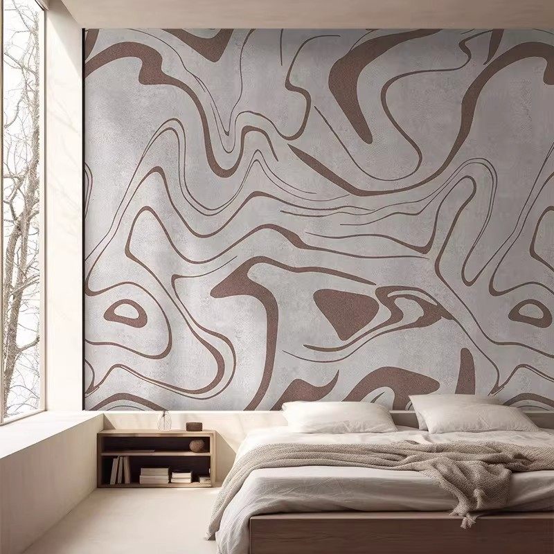 简约线条壁纸北欧风卧室客厅餐厅背景墙壁布现代抽象艺术定制墙布
