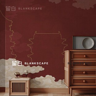 中式 饰壁纸饭店餐厅定制壁画 复古红祥云背景墙布国风火锅店茶室装