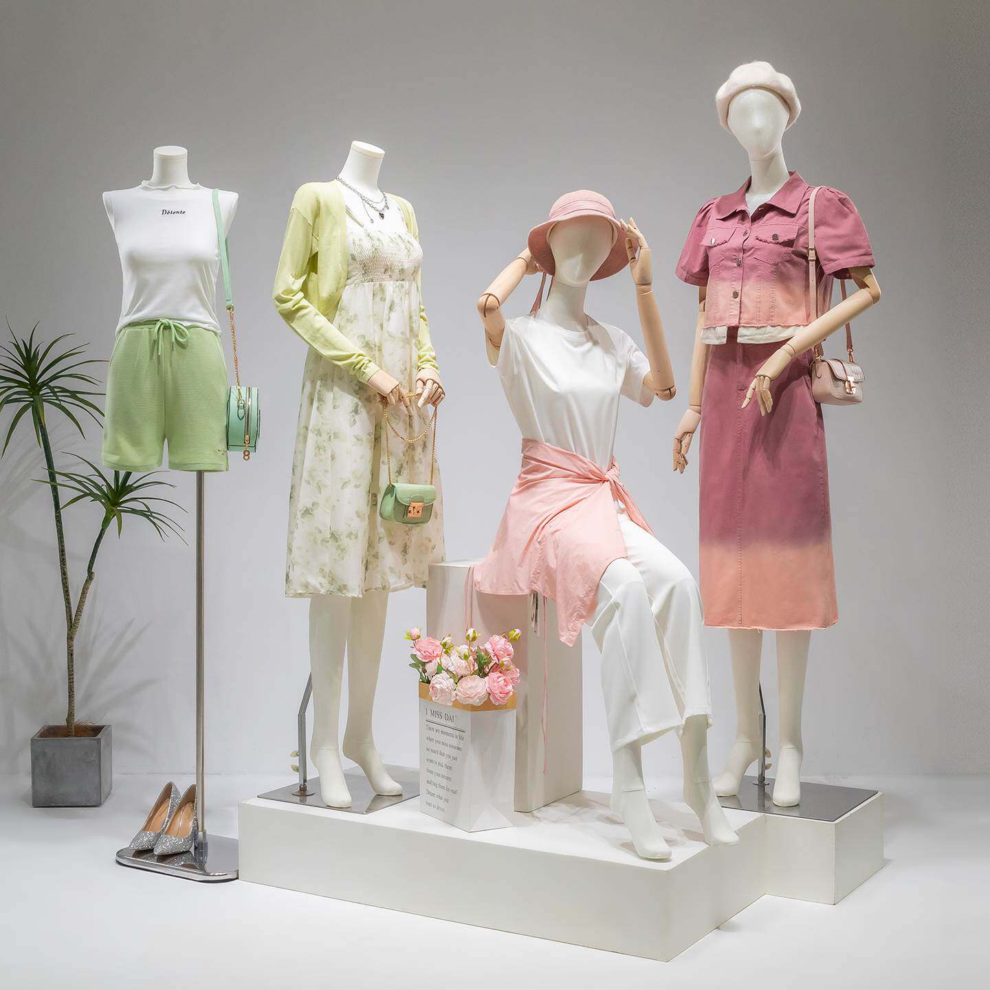 高档服装店模特道具女全身橱窗陈列人体平肩挂件手展示架女装假人