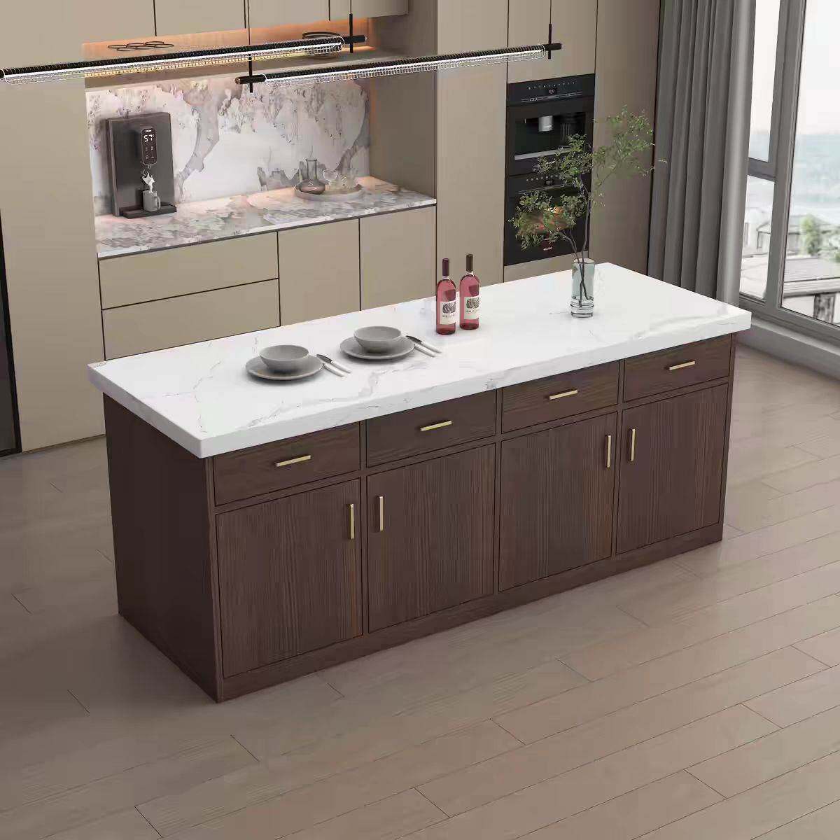 简约私房烘焙工作室操作台中岛台边柜实木大理石石英石工作台甜品