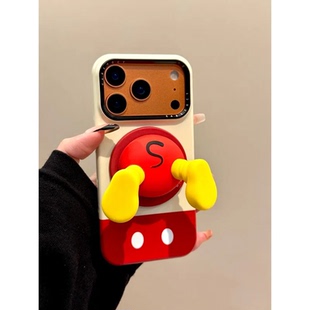MOMOMOSTUDIOS韩系ins可爱米奇硅胶脚丫子磁吸支架适用iPhone17promax新款16pro苹果手机壳15pro半包14磨砂13
