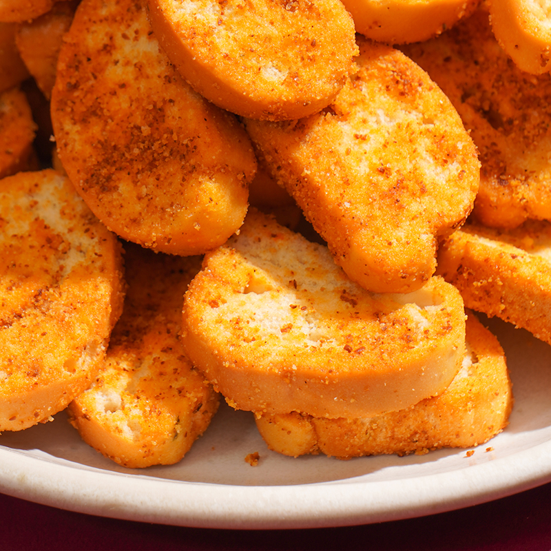 早餐代餐零食咸蛋黄肉松味芝士味小龙虾味法棍切片烤面包片面包干