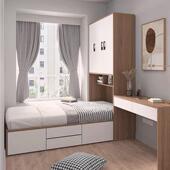 小户型榻榻米简约省空间多功能组合牀书桌牀头柜一体定制牀