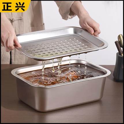 茶盘沥水盘不锈钢家用小型沥储水式茶台功夫茶具干泡托盘双层套装