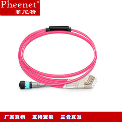 菲尼特MPO转LC 12芯 3米多模光纤跳线 MTP/MPO转接线标损低损