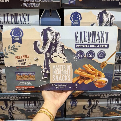 山姆代购 ELEPHANT罗马尼亚 海盐蜂蜜味酥脆扭扭酥条配料简单