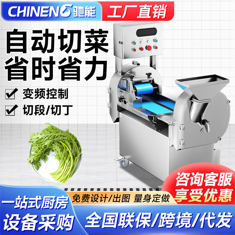 驰能切菜机商用双头电动多功能自动切片切丝机厨房用小型碎菜机