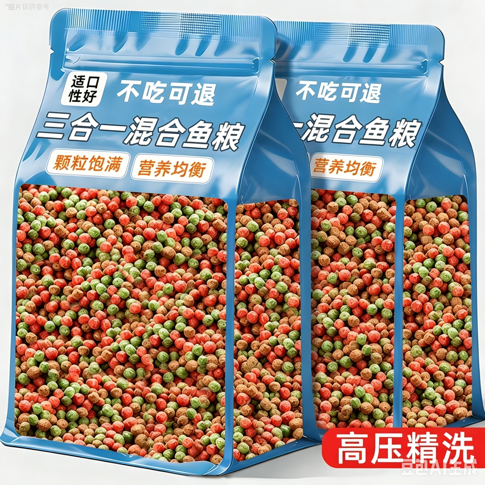 鱼粮金鱼饵料小型小颗粒三色混合鱼食专用金鱼孔雀鱼锦鲤饲料观赏