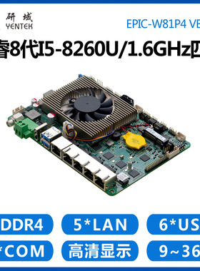 研域W81P4迷你ITX工控主板i5-8260U一体机4POE网口视觉2串口9~36V
