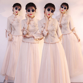 新娘伴娘团结婚姐妹裙气质复古显瘦礼服 新款 中式 伴娘服女2022春季