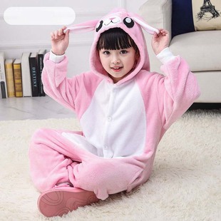 春秋冬季 兔子表演服厚 儿童小兔子卡通动物连体睡衣男女情侣亲子装