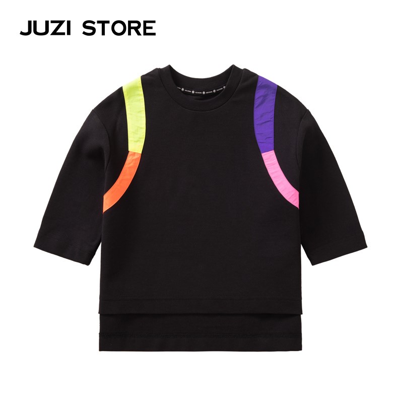 JUZI STORE童装秋季珠地书包装饰假两件长袖连衣裙女童1116501