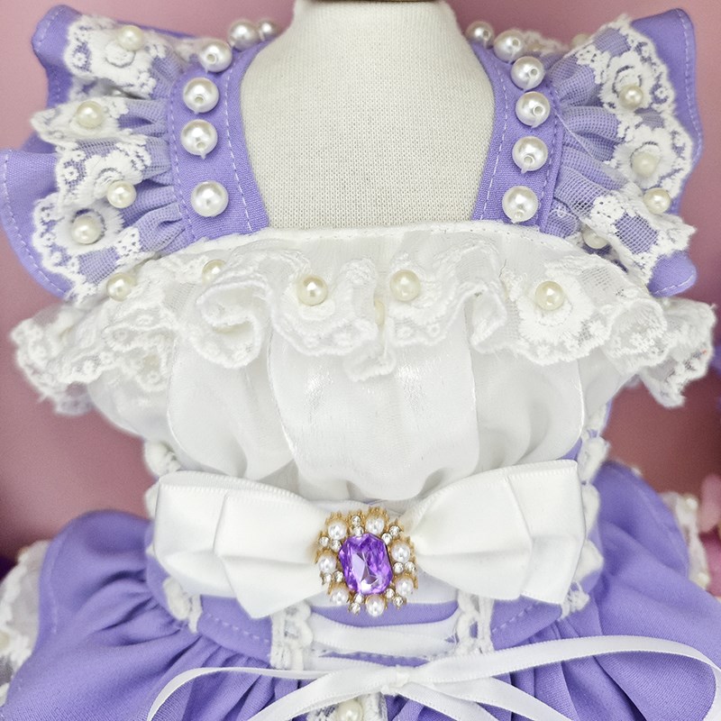 私宠手作狗狗长发公主裙小型犬可爱裙子博美小马泰迪猫咪春秋衣服