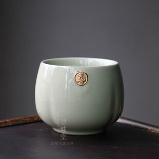 喜福连绵描金茶杯主人杯窑变粗陶杯品茗杯子复古个性家用礼盒装
