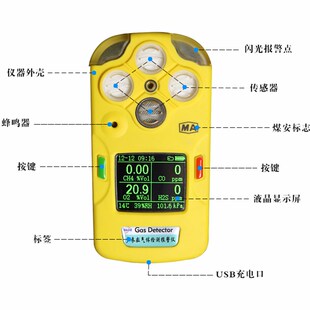 卓安矿用三合一气体检测仪氧气一氧化碳二氧化氮多参数气体测定器