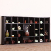 烧桐木博古架实木壁挂墙茶具架柜收纳架置物架客厅多宝阁茶壶架子