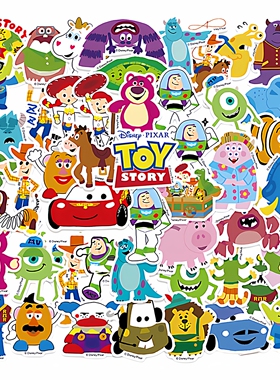 50张PCS Disney Toy Story Lotso Stickers Anime Decal皮克斯卡通贴纸diy手账本行李箱电动车儿童环保贴画