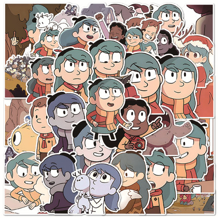 50张奇幻冒险动画蓝发女孩进城记希尔达贴纸diy手机电脑水杯笔记本ipad行李箱充电宝收纳柜手账素材文具贴纸