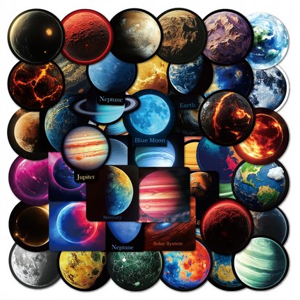 50张暗黑系宇宙星球星云黑洞贴纸装饰手机电脑笔记本行李箱水杯充电宝收纳柜手账素材桌面ipad墙面防水贴纸