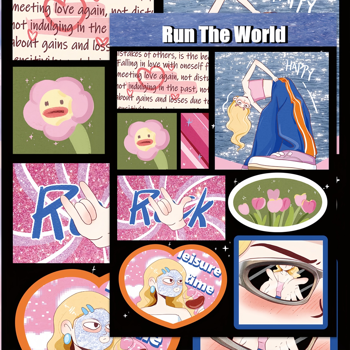 8张波卡女孩的新世界拼贴画贴纸