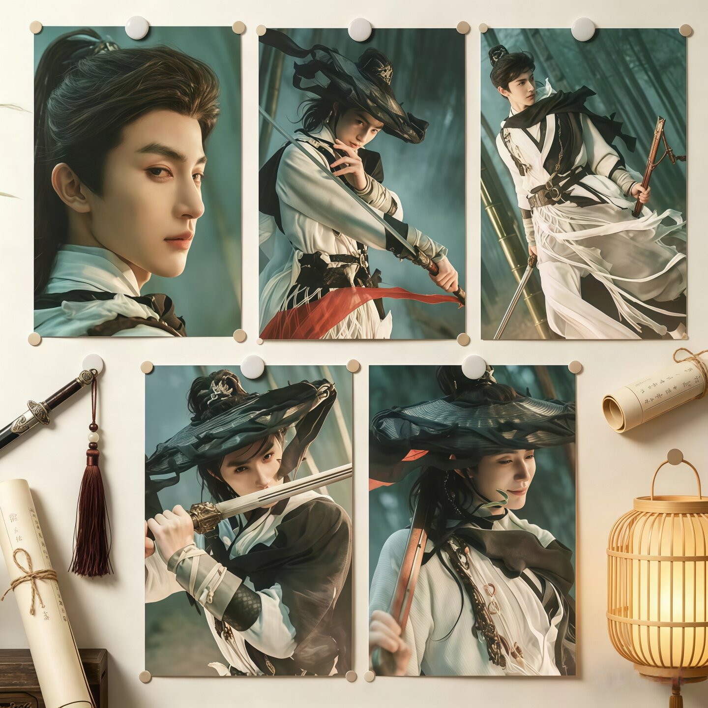 32张演员张翅高颜值明星卡片10X15cm优质白卡纸明信片 翅煲周边应援物料 可定制 墙面洞洞板毛毡板装饰卡片