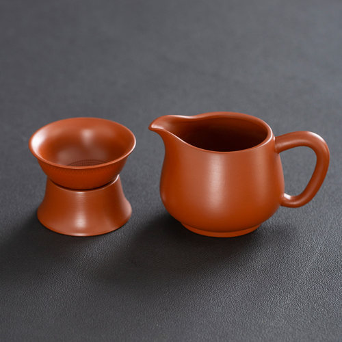 朱泥紫砂公道杯茶漏一体分茶器