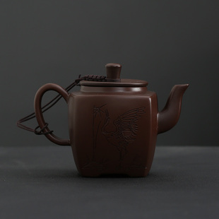 茶壶正品 紫砂壶泡茶壶紫泥四方壶200ml家用中式 纯手工功夫茶具