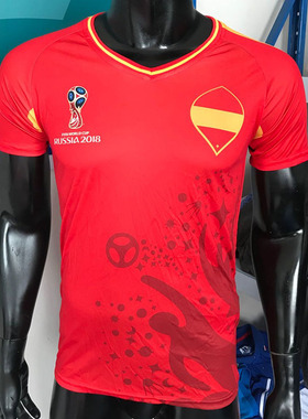 2018年俄罗斯世界杯西班牙国家队球迷速干透气排汗足球服短袖T恤