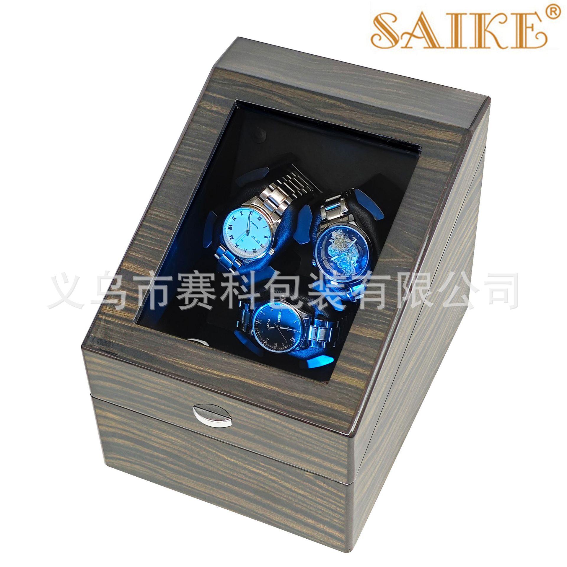 现货黄金檀纹木质光烤漆3+3表位全自动机械表摇表器电动家用表