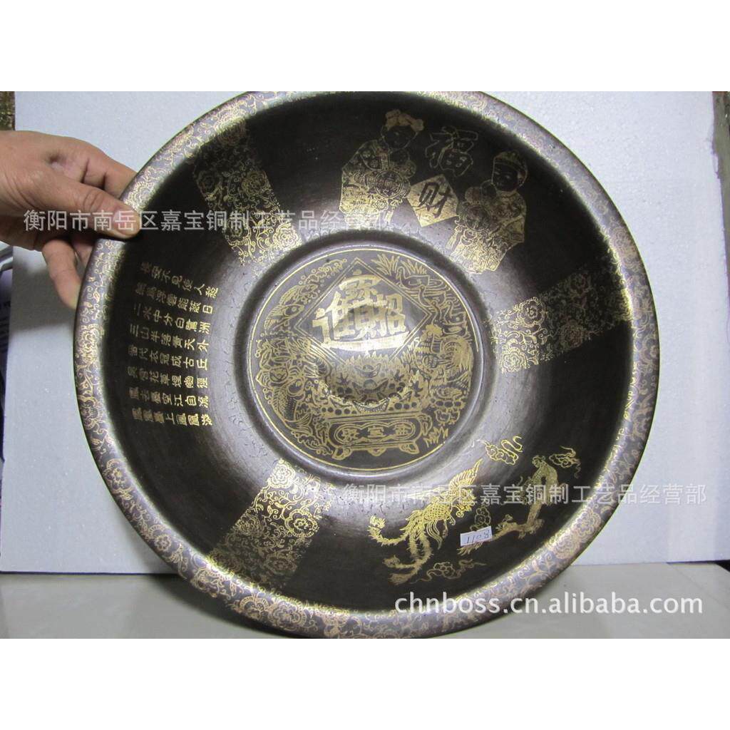 仿古脸盆 古铜脸盆 经久耐用铜盆 家居摆设古典铜脸盆