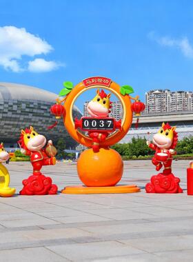 户外卡通新年马雕塑春节吉祥物商场装饰2026年发光互动打卡大摆件