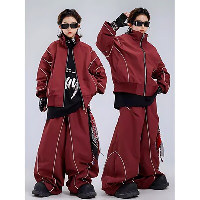 街舞儿童潮服红色嘻哈套装