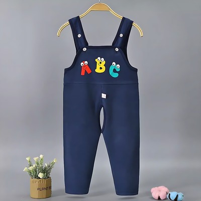 宝宝春秋背带裤男女儿童背带裤开裆纯棉婴儿背带秋裤薄款连体裤子