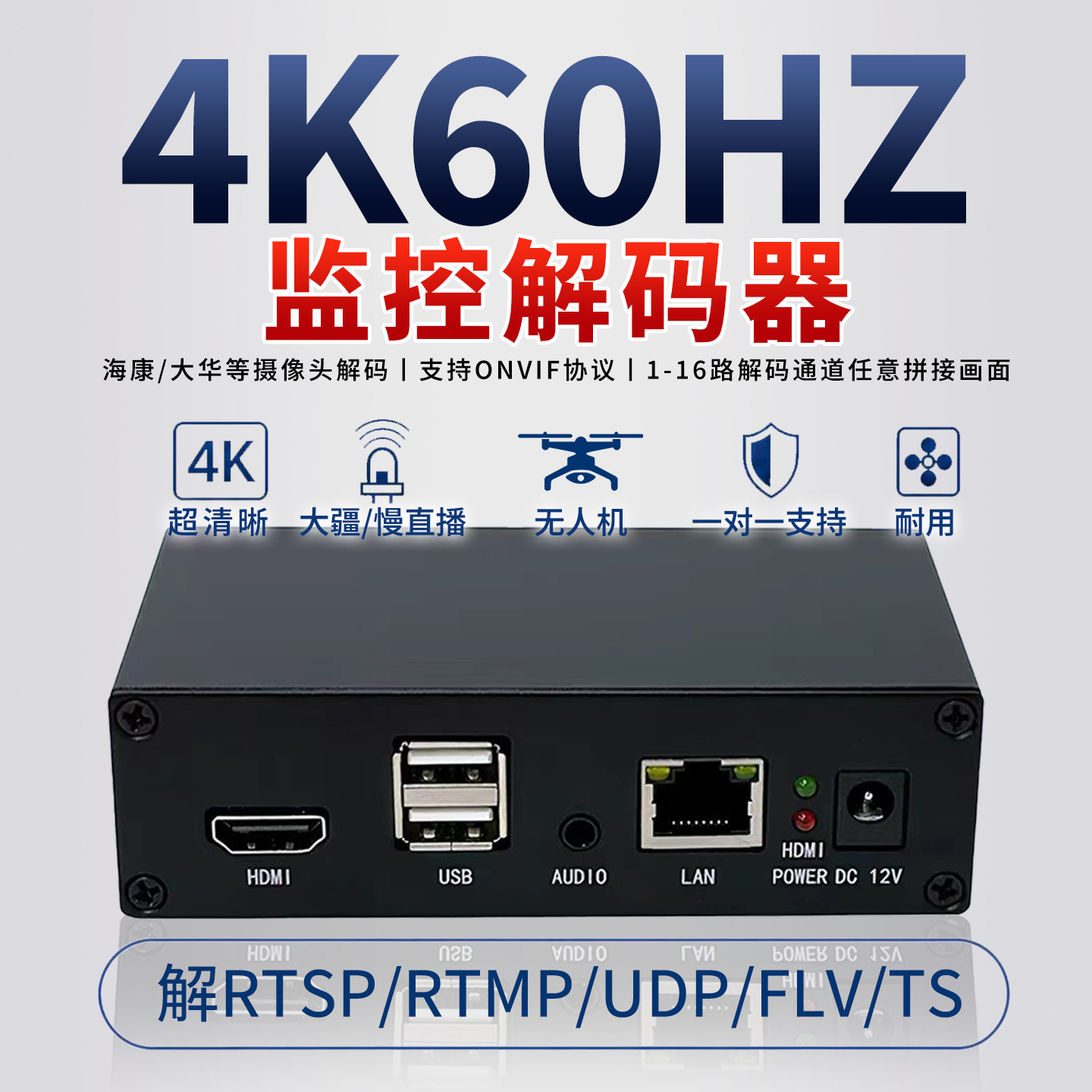 4K60Hz监控解码器RTMP/RTSP/HLS