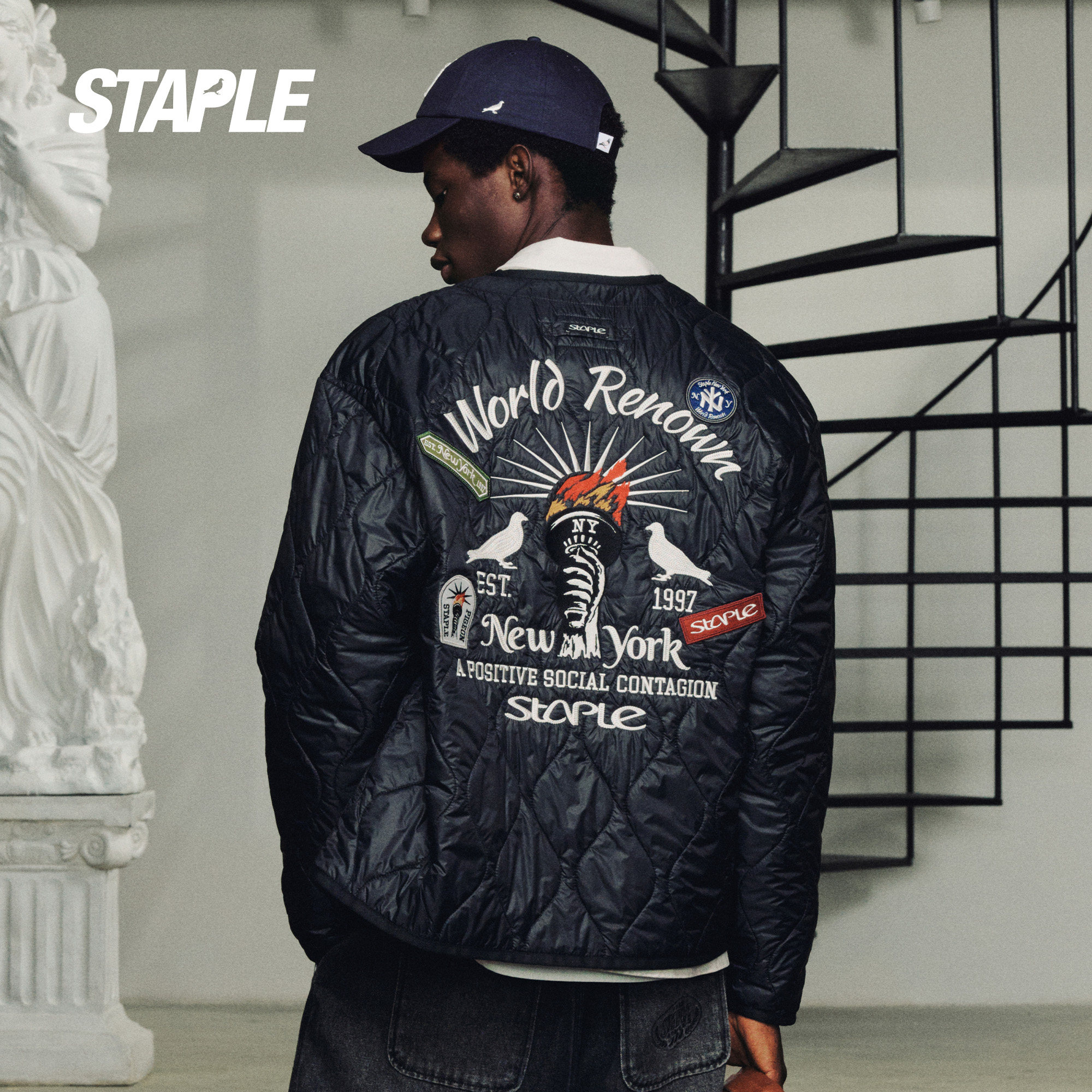 STAPLE2026秋冬新款洋葱绗缝内胆外套美式叠穿贴花街头休闲夹克
