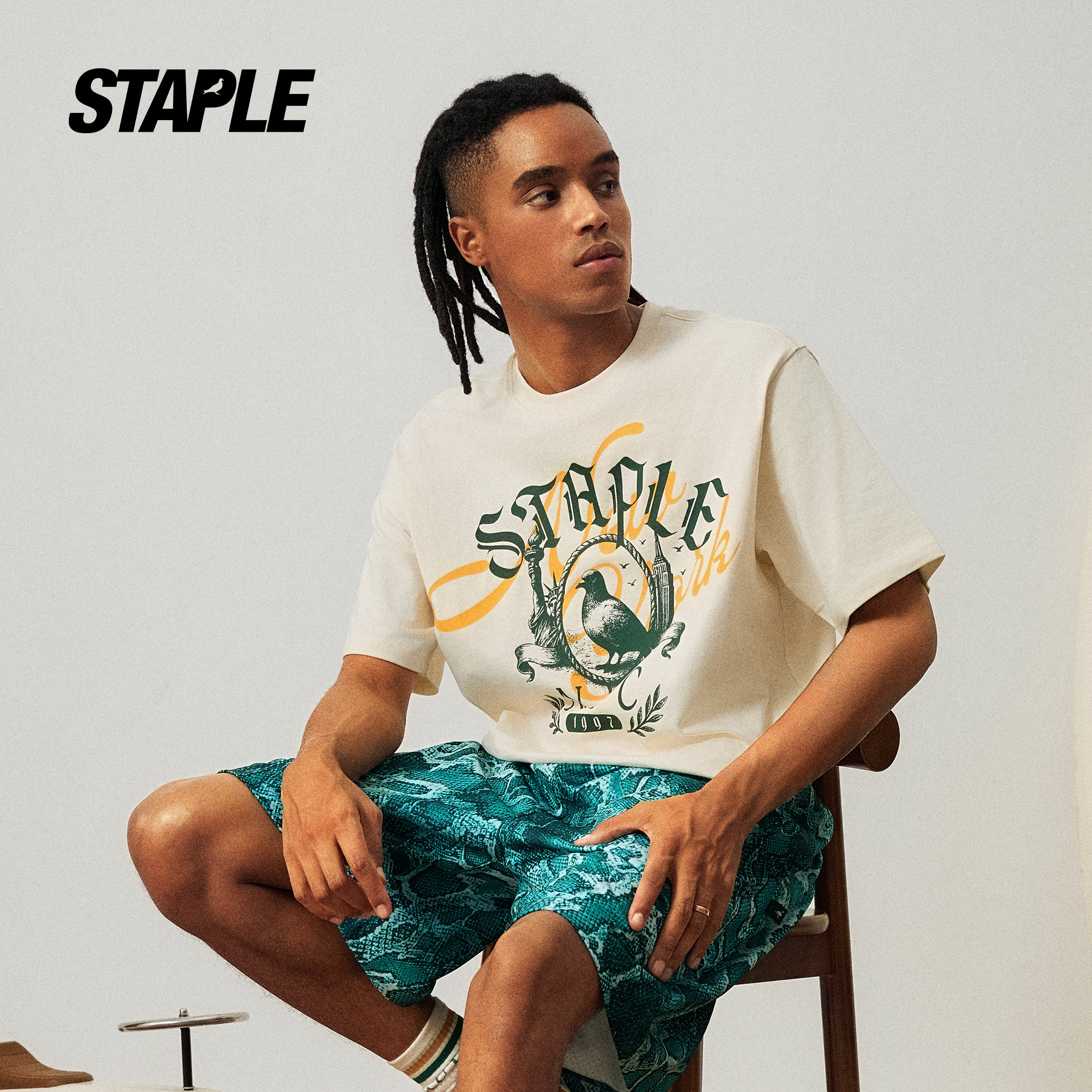 STAPLE2026夏季潮牌男款哥特风鸽子印花T恤纽约街头暗黑潮流短袖