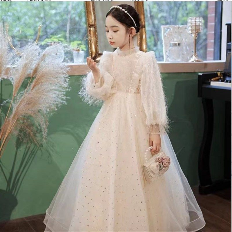 儿童主持人晚礼服高端钢琴演奏演出女童花童生日公主裙秋冬加绒厚