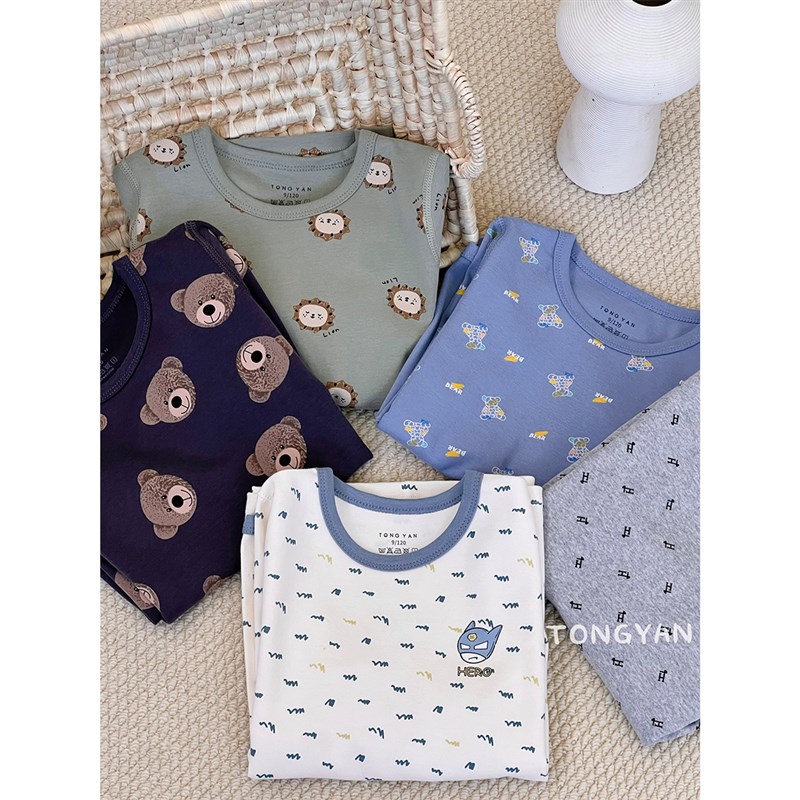 酸甜家童装男童内衣套装春秋款2024新款儿童保暖家居服中大童睡衣