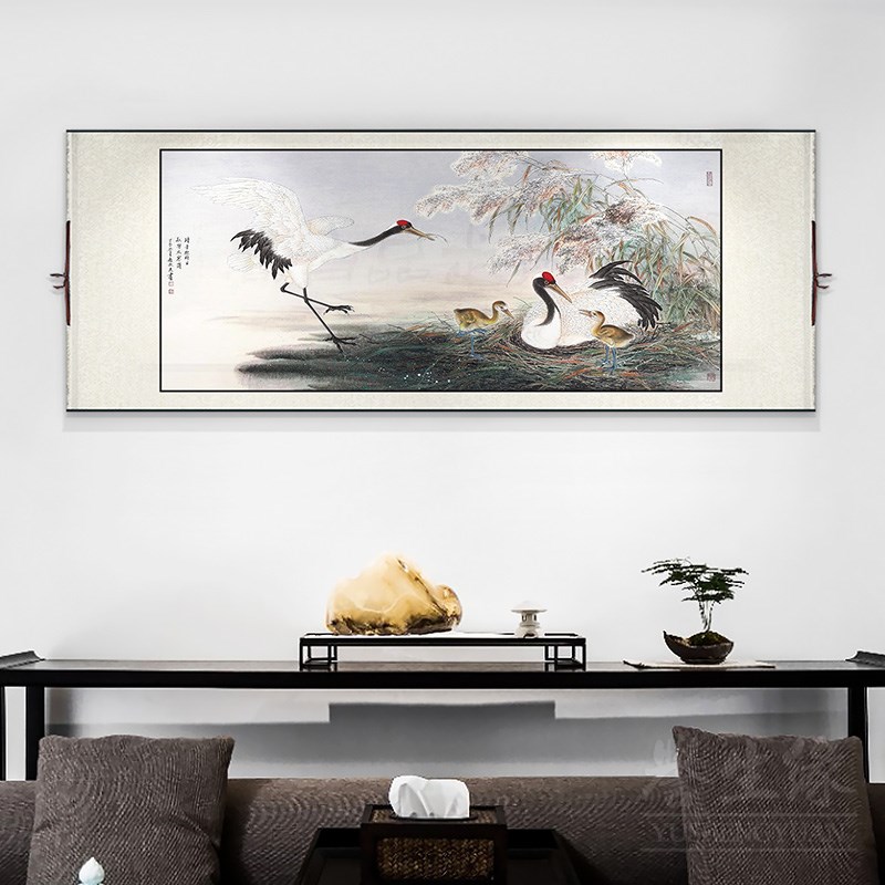 牡丹花鸟国画新中式卷轴挂画卧室床头画客厅装饰画餐厅书房墙壁画图片