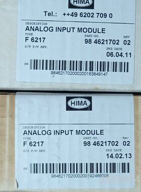 HIMA黑马 F6217模拟量输入模块，型号98 46217